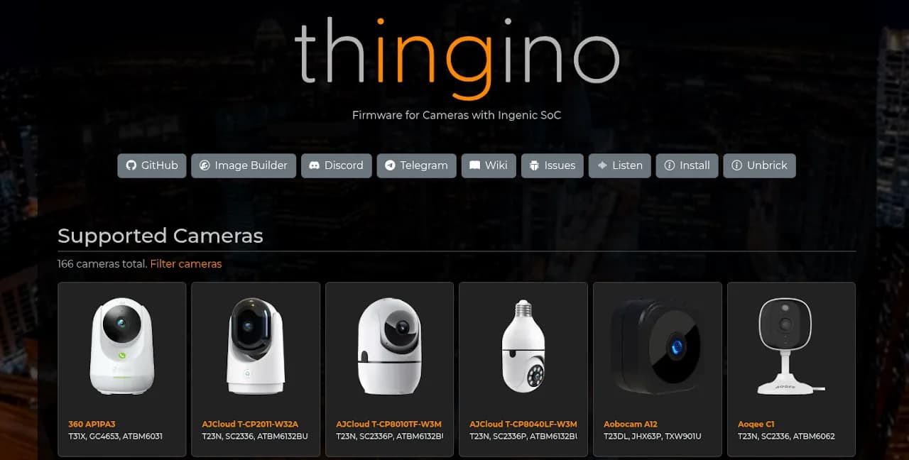 Thingino: firmware libre para exprimir cámaras IP baratas