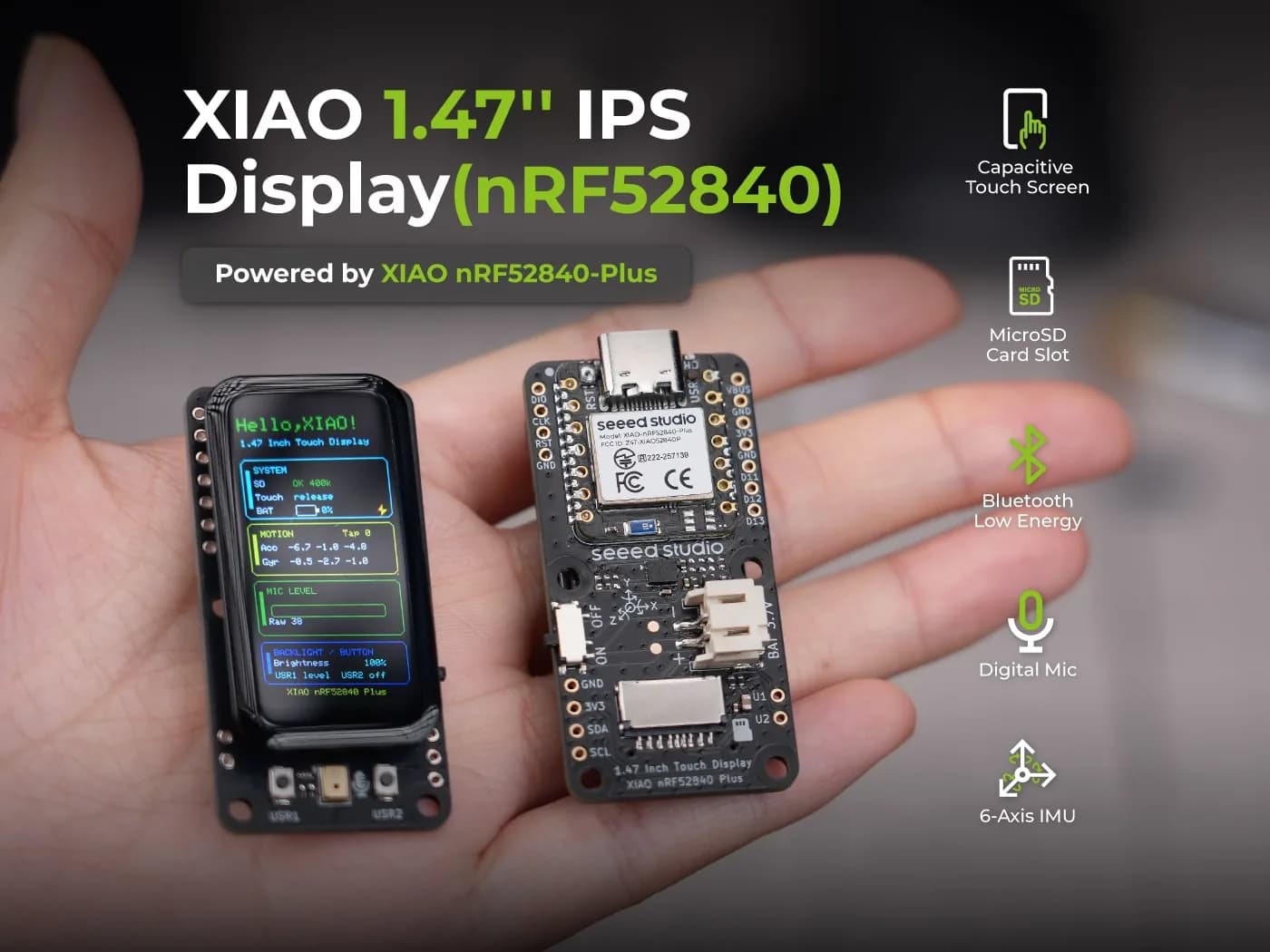 Seeed XIAO IPS Display: pantalla, IMU y BLE en 17,8 x 42 mm