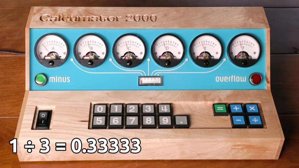 Calcumator 2000: una calculadora que muestra dígitos con voltímetros