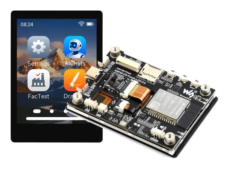 ESP32-C5 suma pantalla táctil de 2,8 pulgadas y WiFi 6