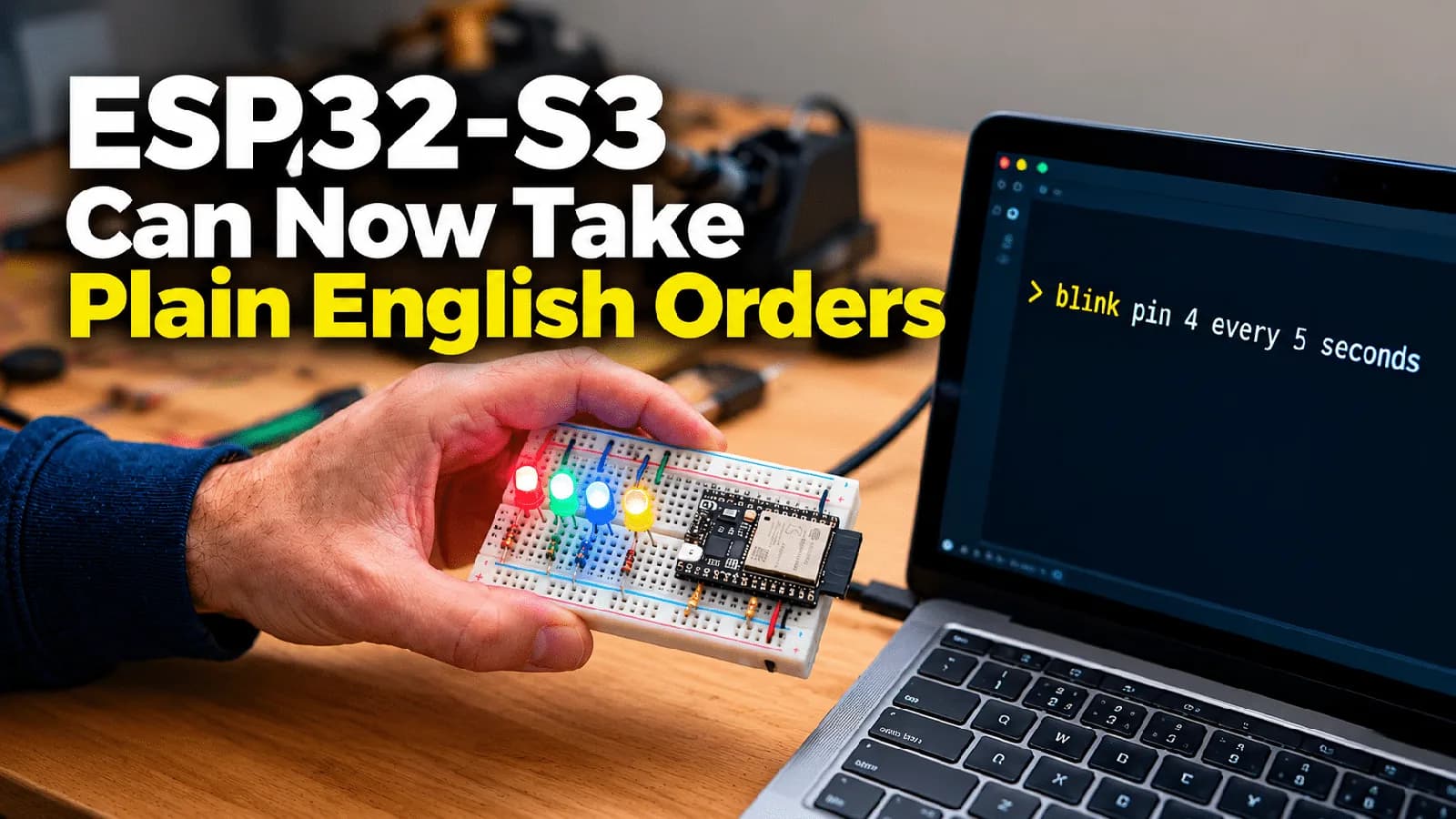 Un ESP32-S3 entiende órdenes en inglés sin internet con un LLM propio