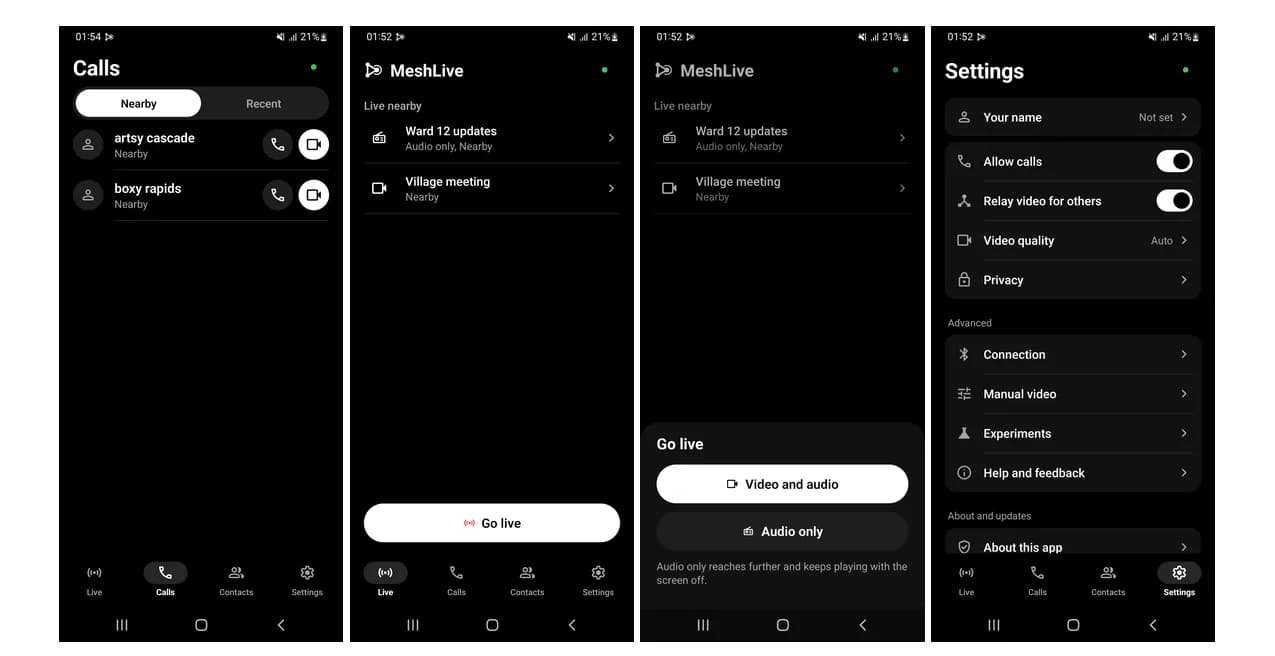 MeshLive arma una red en malla por Bluetooth para llamar sin operador