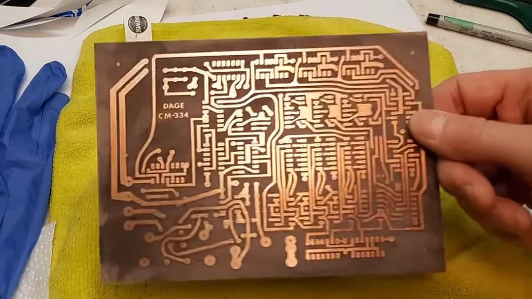 Tinta de plumón protege la segunda cara de un PCB casero al atacarlo