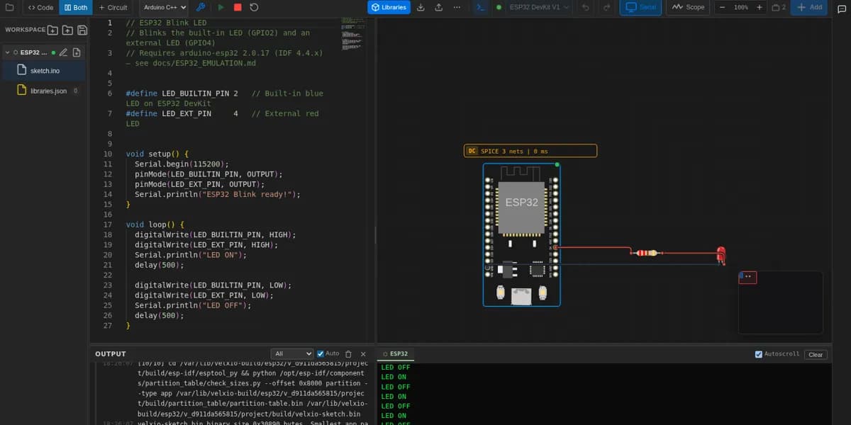 Velxio: Simulador de ESP32 basado en navegador con agentes IA