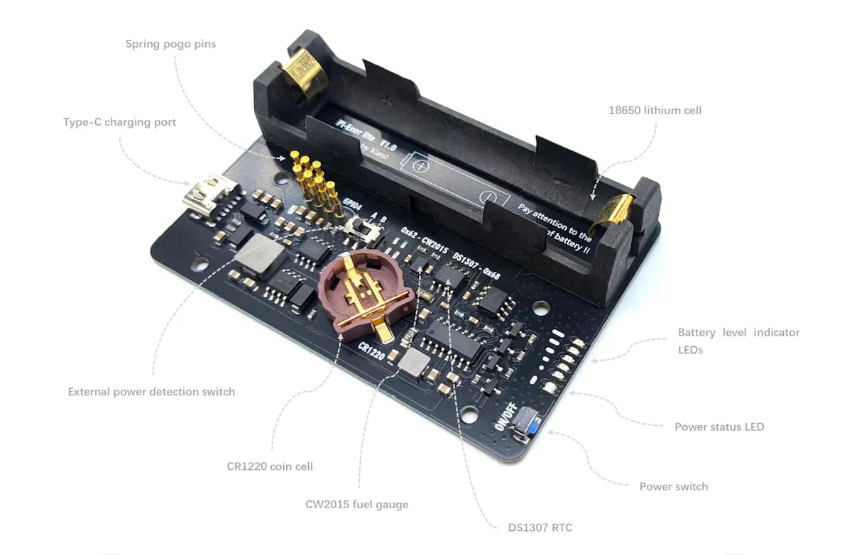 Pi-Ener-lite: UPS compacta con RTC para Raspberry Pi Zero