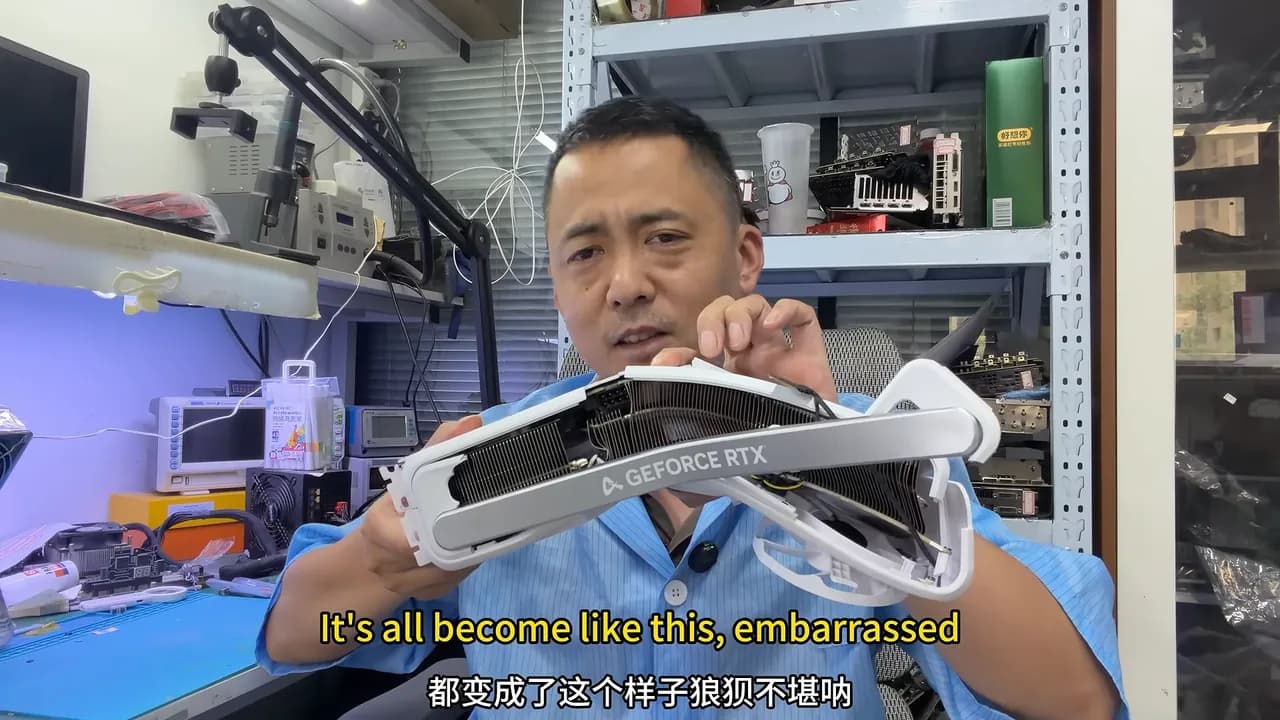 Una RTX 5060 Ti doblada en un choque volvió a funcionar