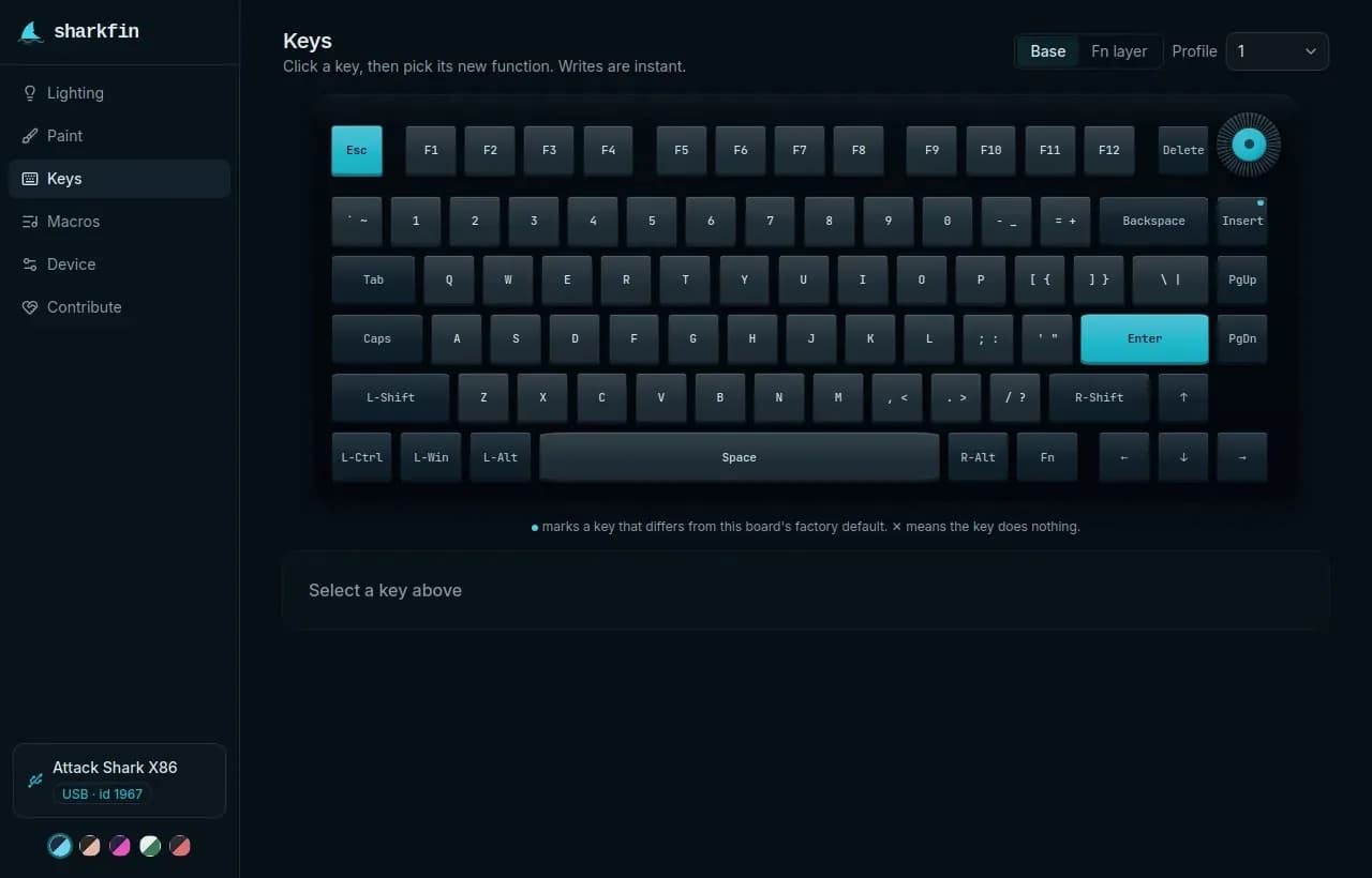 Sharkfin: libera tu teclado Attack Shark de Windows