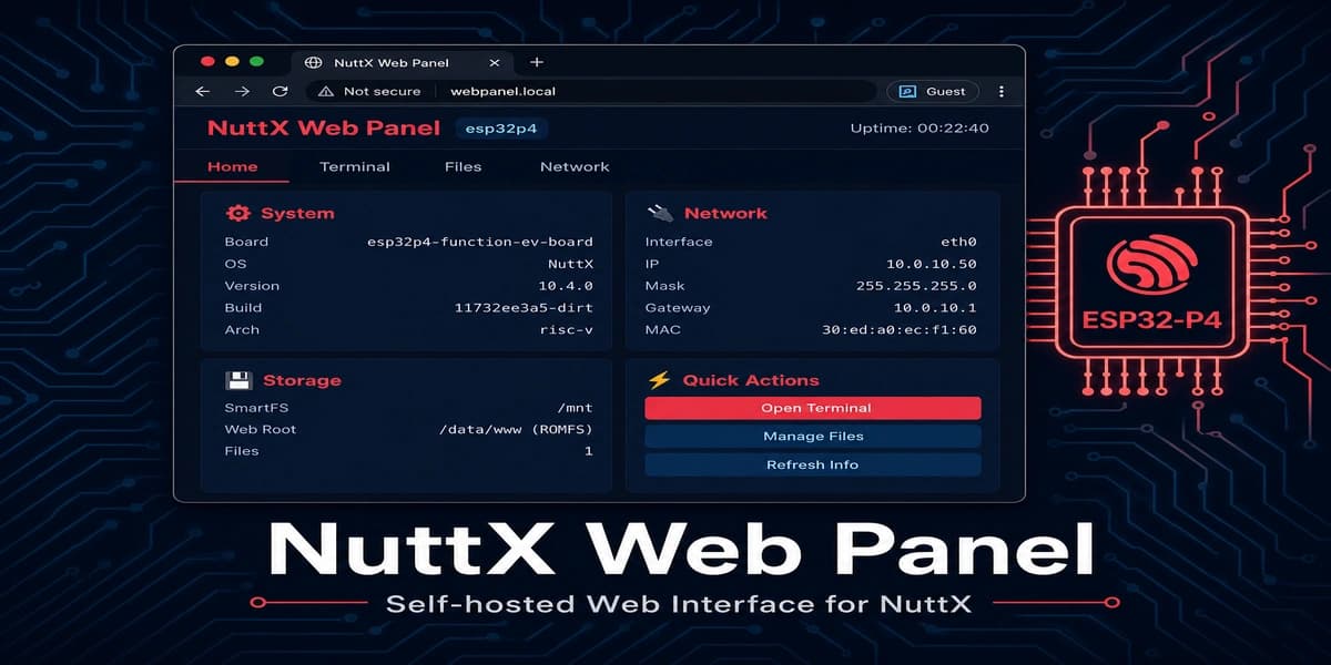 NuttX Web Panel: terminal, archivos y Python vía web en ESP32-P4