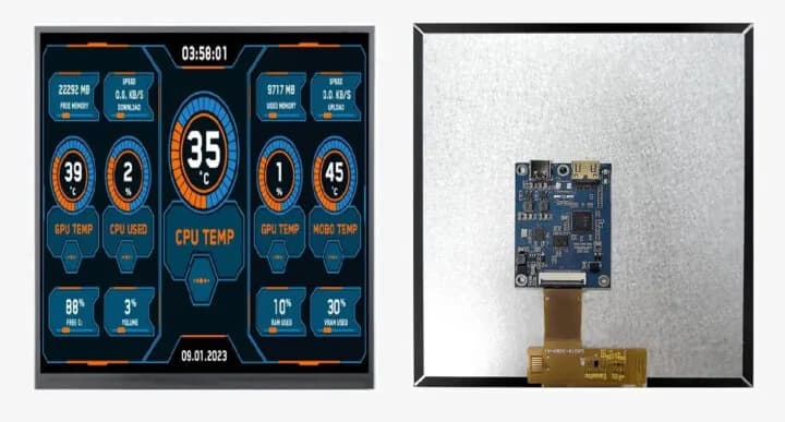 Pantallas HDMI cuadradas de 7,6 pulgadas para Raspberry Pi