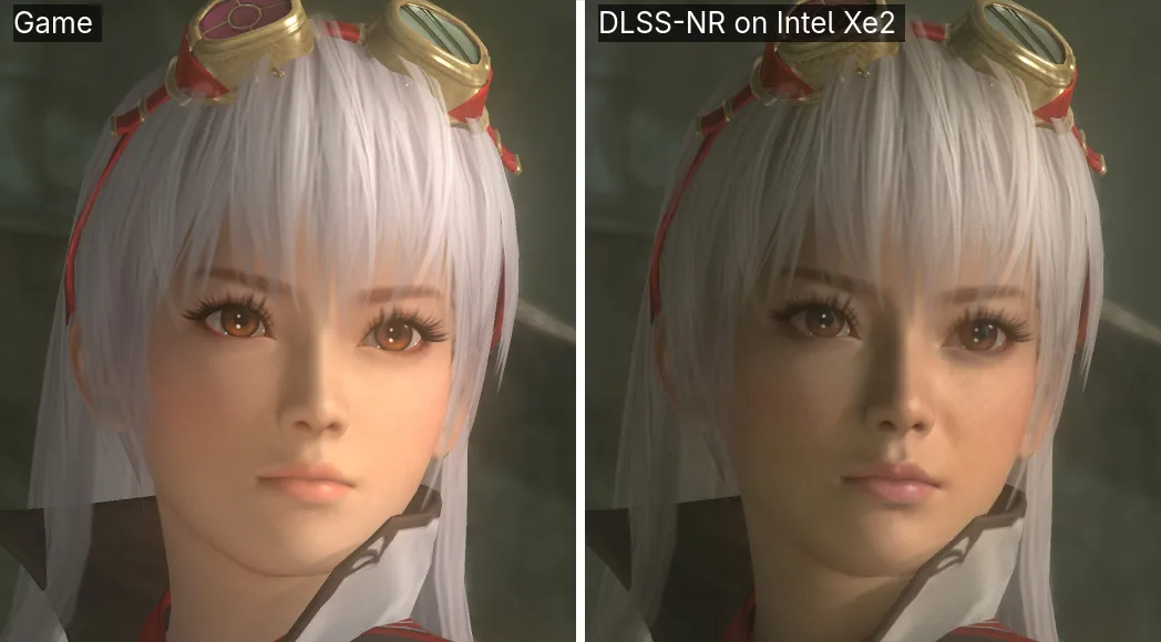 Comparación del antes y el después con DLSS 5 en Dead or Alive 5 Last Round